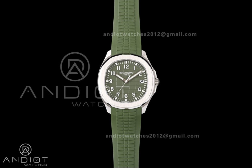 Aquanaut 5168G 42mm SS OME 1:1 Best Edition Green Dial on Green Rubber Strap DPB330 Super Clone (Weighted)