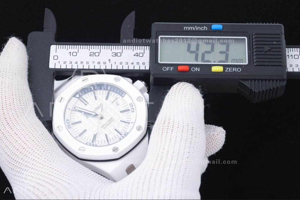 Royal Oak Offshore Diver 15707 White Ceramic JF 1:1 Best Edition SA3120 Super Clone — photo 22