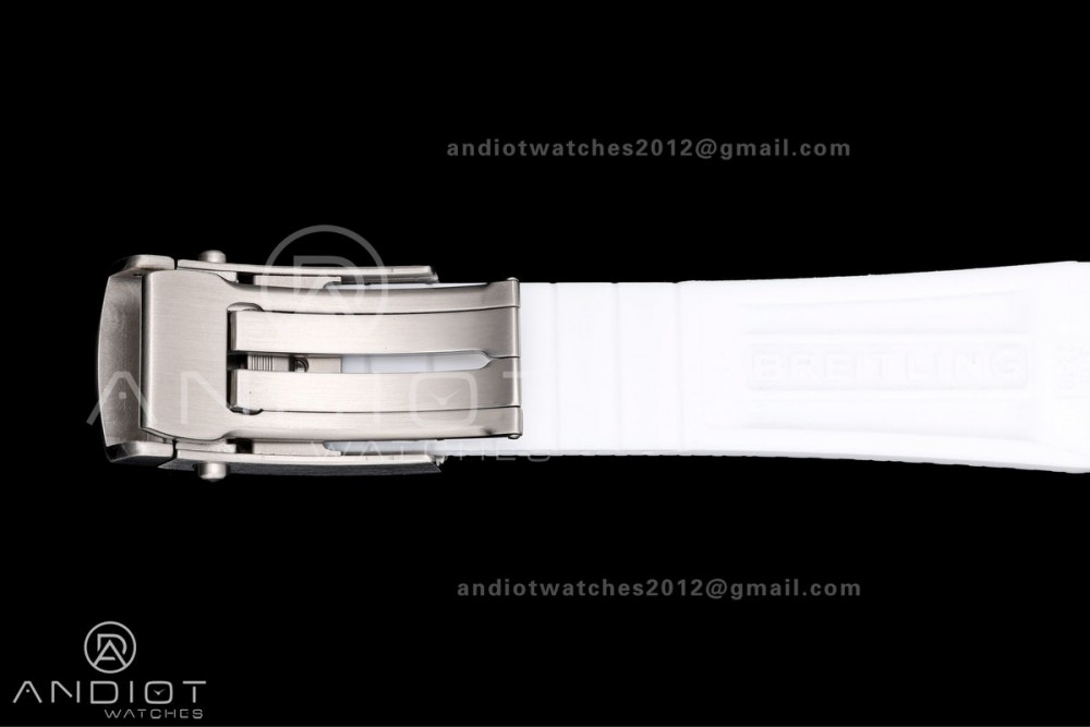 SuperOcean Automatic 42 SS BLF 1:1 Best Edition White Rainbow Dial on White Rubber Strap A2824 — photo 19