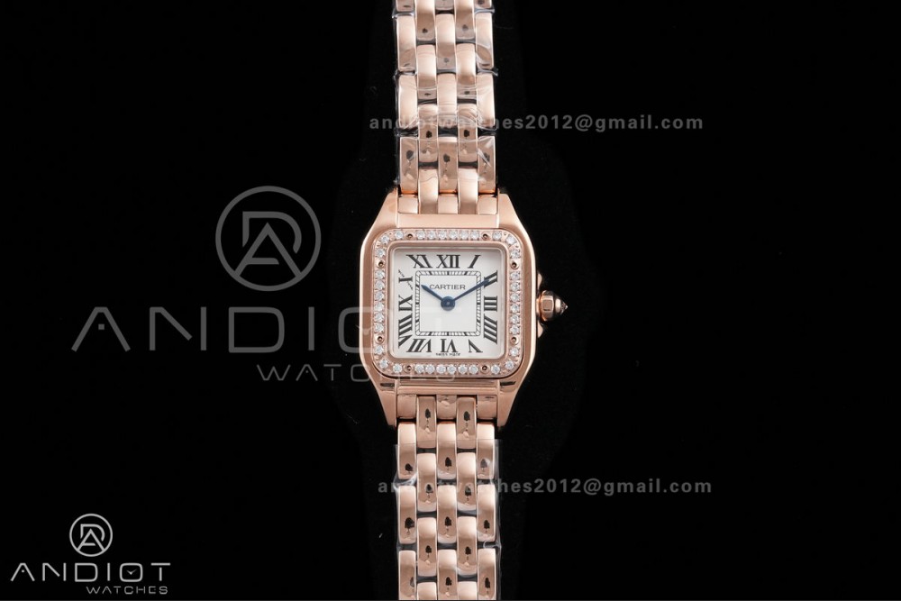 Panthère 22mm BVF 1:1 Best Edition RG White Dial Diamonds Bezel on RG Bracelet Ronda Quartz — photo 3