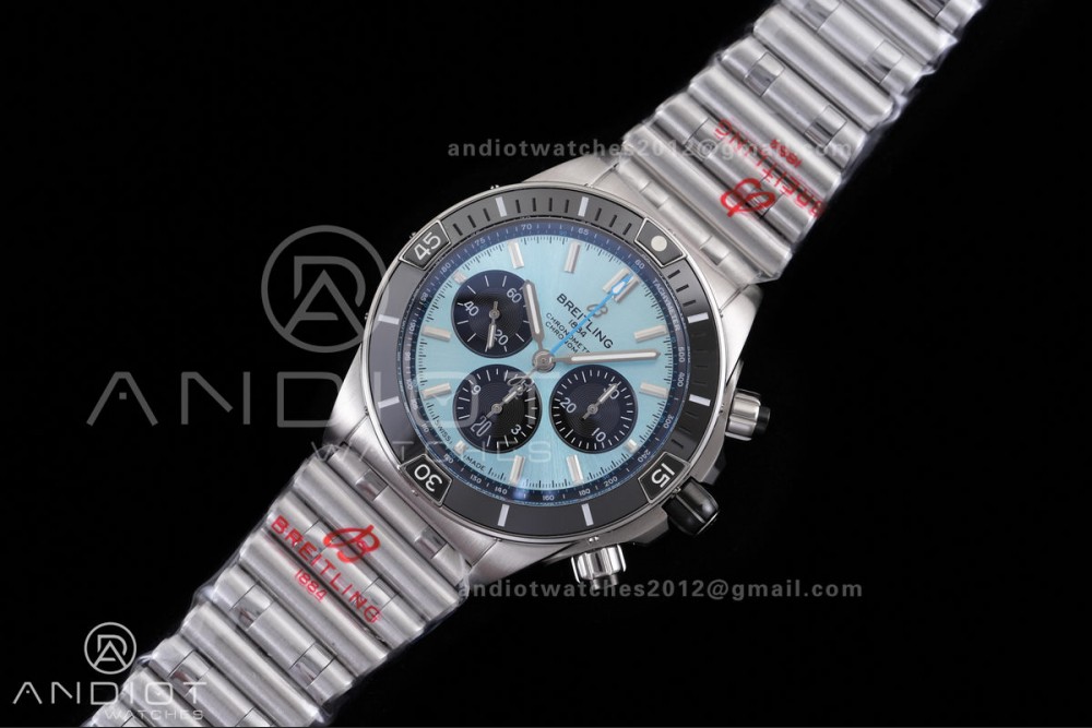 Super Chronomat B01 44 SS BLF 1:1 Best Edition Ice Blue Dial on SS Bracelet A7750 — photo 2
