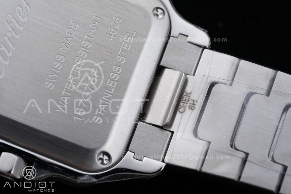 Santos W2SA0033 27x34mm AF 1:1 Best Edition Silver Dial ON SS/RG SmartLinks Bracelet Ronda Quartz — photo 10