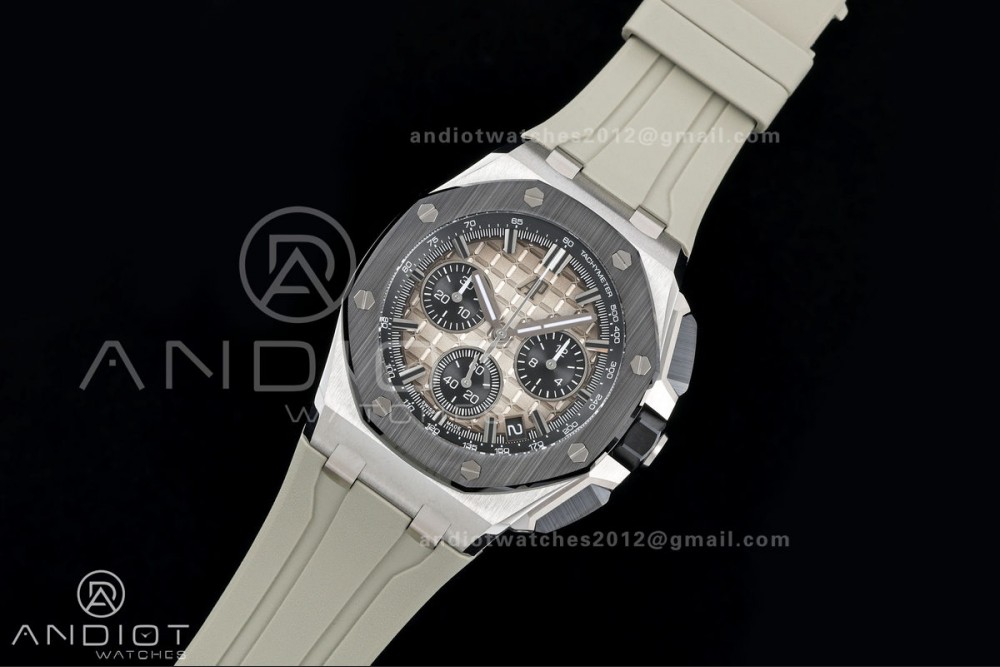 Royal Oak Offshore 43mm 26420so SS DDF 1:1 Best Edition Smoked Dial on Gray Rubber Strap DD4401 Super Clone — photo 2