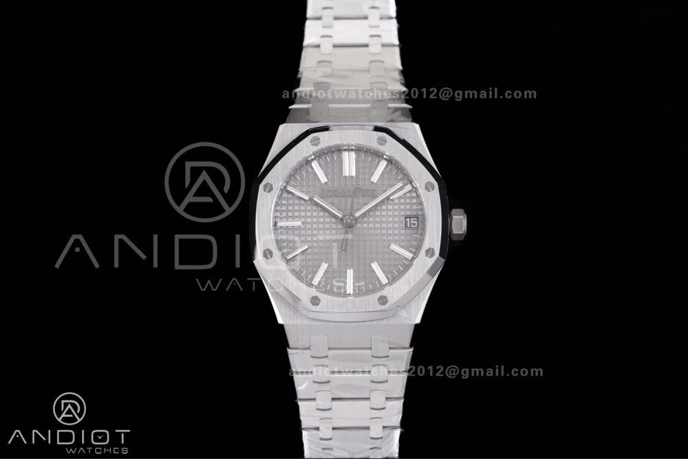 Royal Oak 15510 SS TOP 1:1 Best Edition Grey Dial on SS Bracelet DD4302 Super Clone