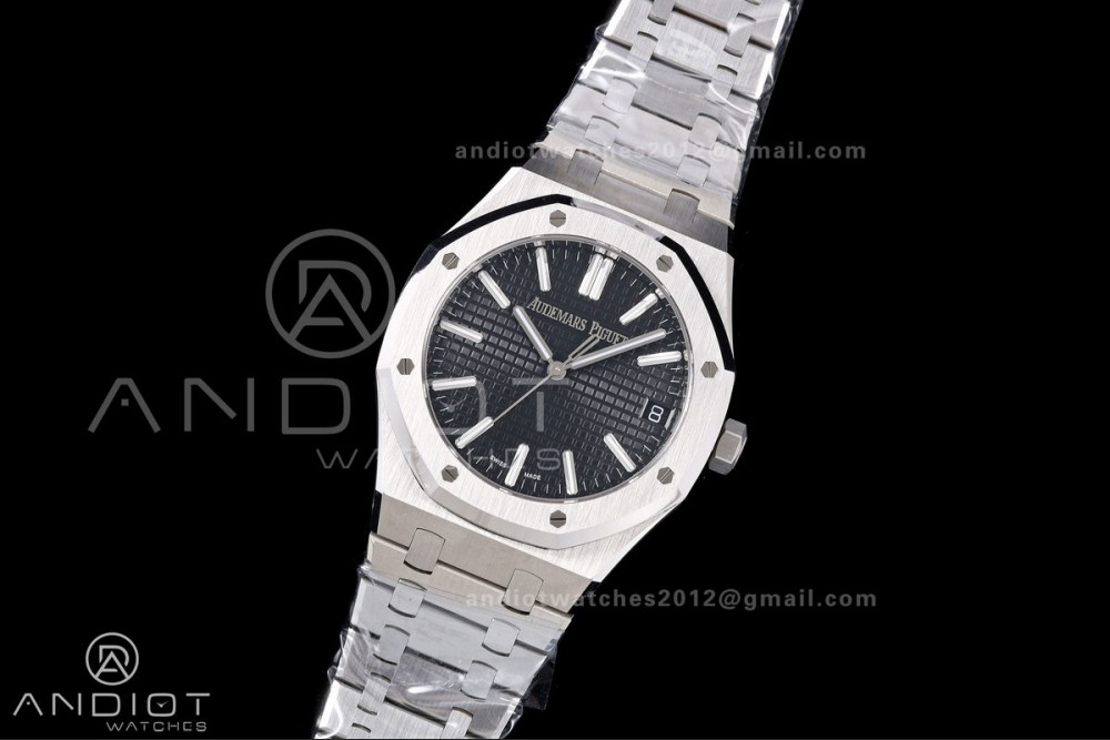 Royal Oak 41mm 15500 SS VSF 1:1 Best Edition Black Textured Dial on SS Bracelet DD4302 Super Clone — photo 2