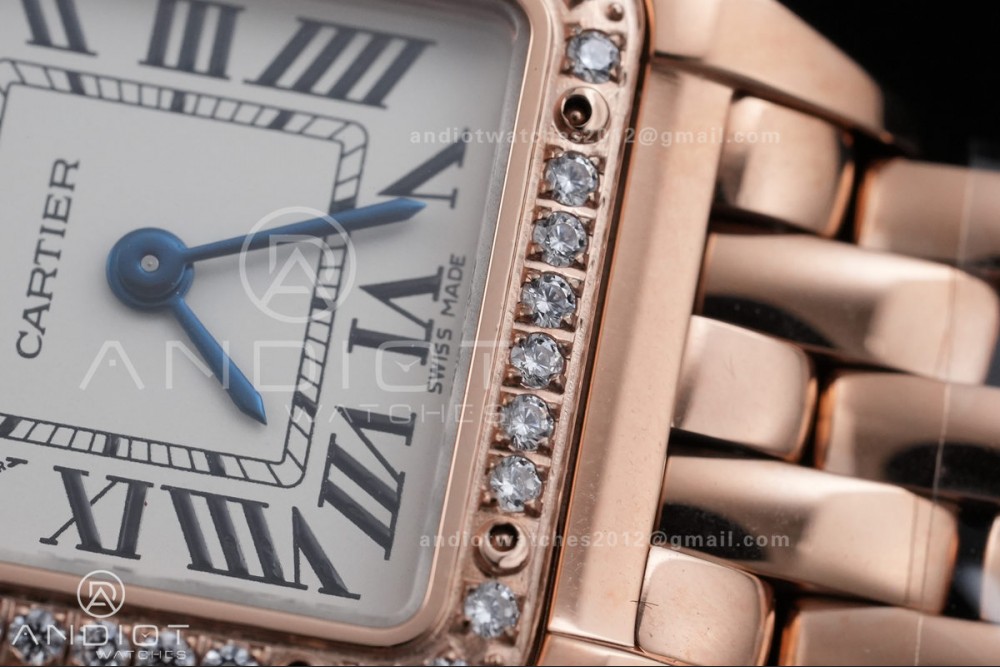 Panthère 22mm BVF 1:1 Best Edition RG White Dial Diamonds Bezel on RG Bracelet Ronda Quartz — photo 5
