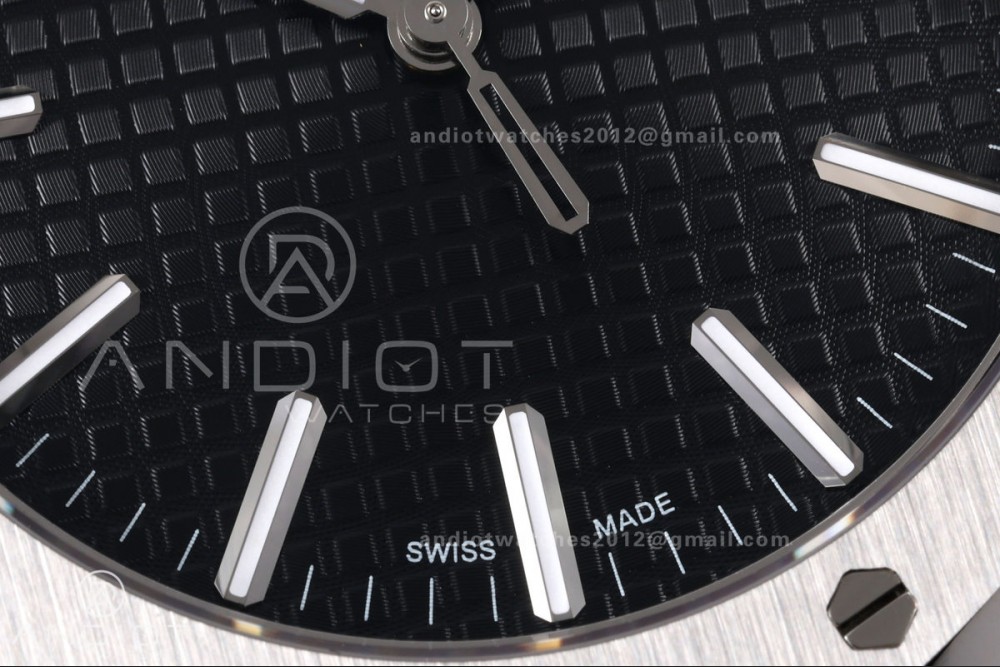 Royal Oak 41mm 15500 SS VSF 1:1 Best Edition Black Textured Dial on SS Bracelet DD4302 Super Clone — photo 5