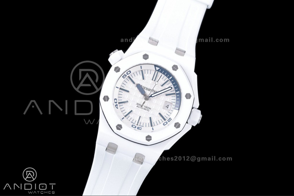 Royal Oak Offshore Diver 15707 White Ceramic JF 1:1 Best Edition SA3120 Super Clone — photo 2