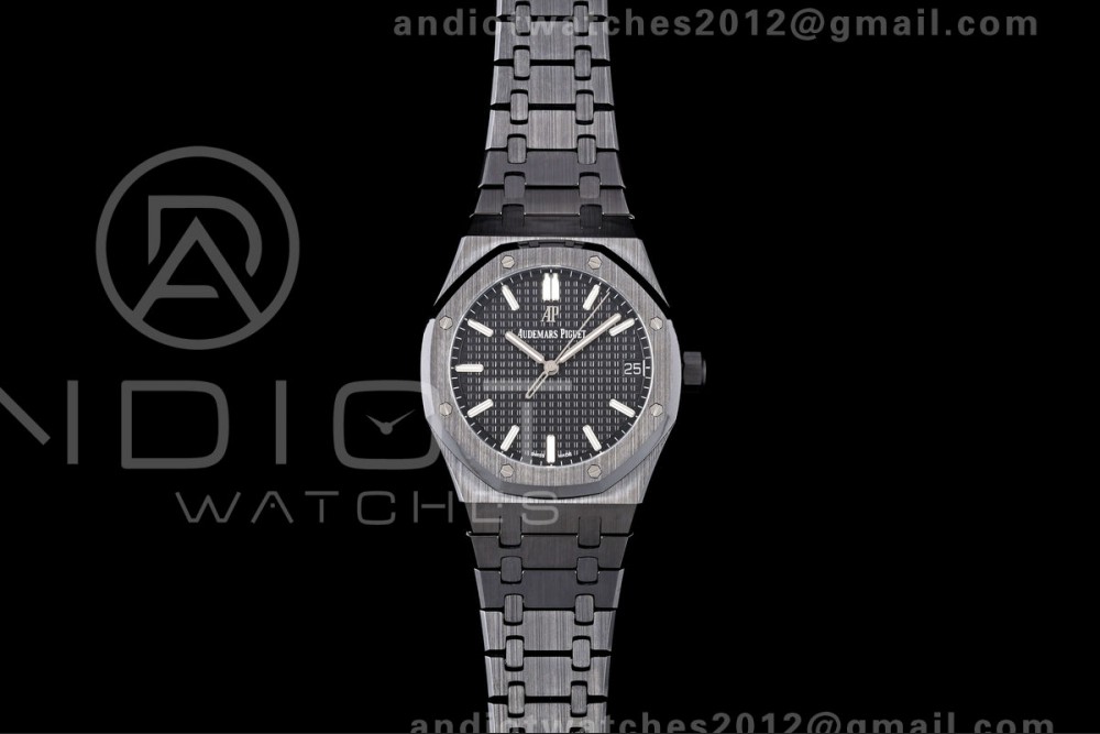 Royal Oak 41mm 15500 Black Ceramic ZF Black Dial on Black Ceramic Bracelet SA4302 Super Clone (Free Sprung)