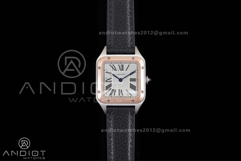Santos Dumont 38mm SS/RG F1F Best Edition Silver Dial on Black Leather Strap Quartz