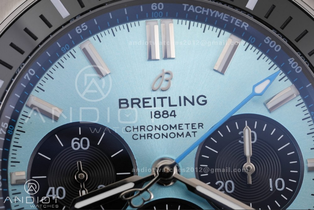 Super Chronomat B01 44 SS BLF 1:1 Best Edition Ice Blue Dial on SS Bracelet A7750 — photo 3