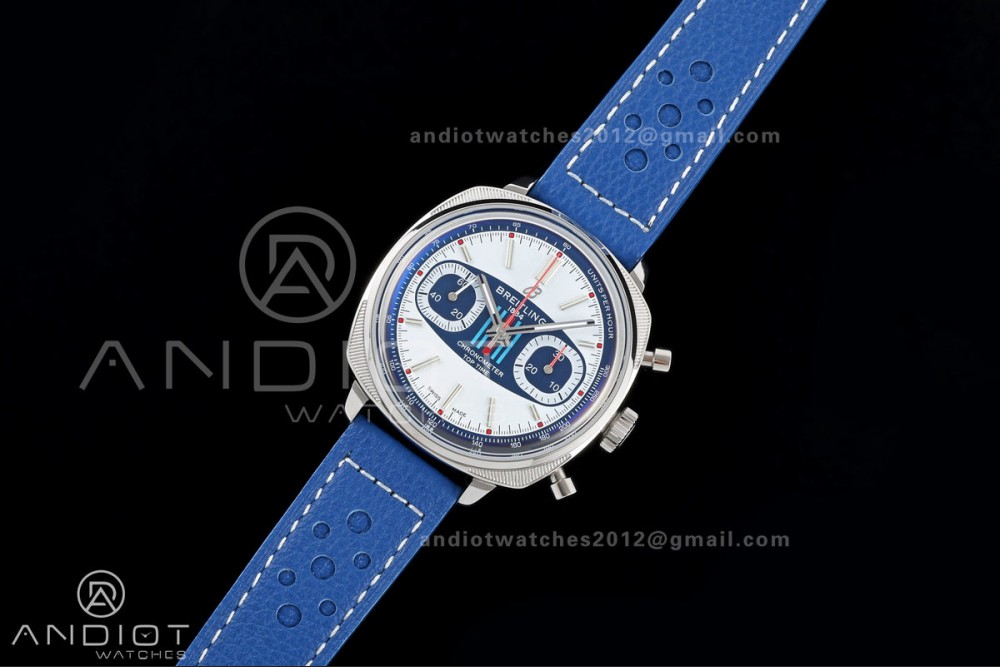 Top Time B01 Racing BLSF 1:1 Best Edition Black/Blue Gulf Dial on Blue Leather Strap A7750 — photo 2