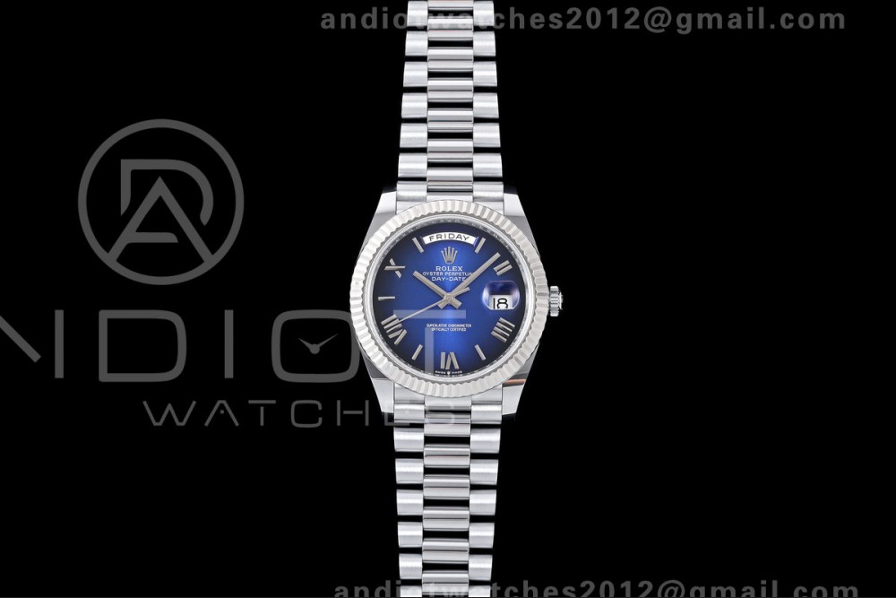 DayDate 40 228239 QF 1:1 Best Edition Blue Ombre Roman Dial on President Bracelet JH3255 Free Sprung V9（weighted）208g