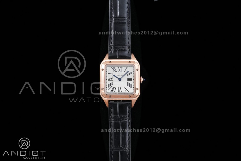 Santos Dumont 38mm RG F1F Best Edition Silver Dial on Black Leather Strap Quartz