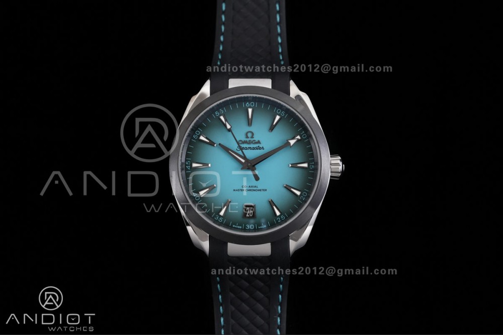 Aqua Terra 150M 41mm SS VSF 1:1 Best Edition Turquoise Dial On Black Rubber Strap Super Clone A8900