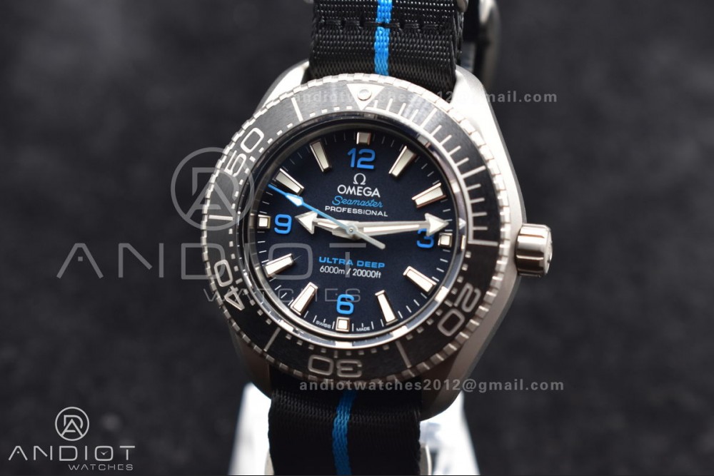 Seamaster 6000M Ultra Deep SS SBF 1:1 Best Edition Black Dial on Black Nylon Strap A8912 Super Clone