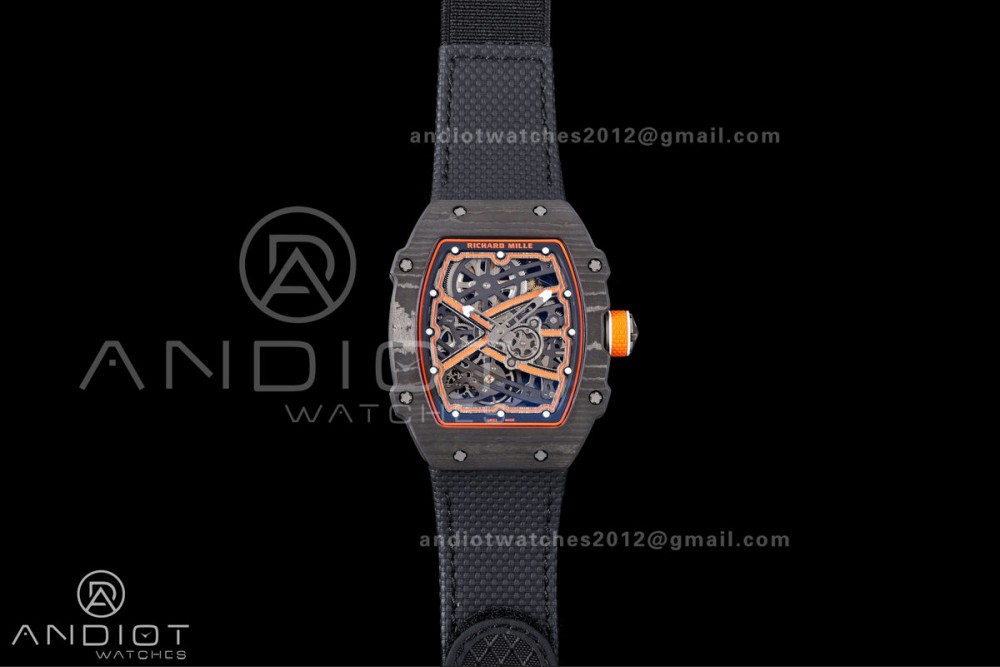 RICH Maker's 1:1 RM67-02 Black NTPT McLaren Orange Skeleton Dial CRMA7 Super Clone