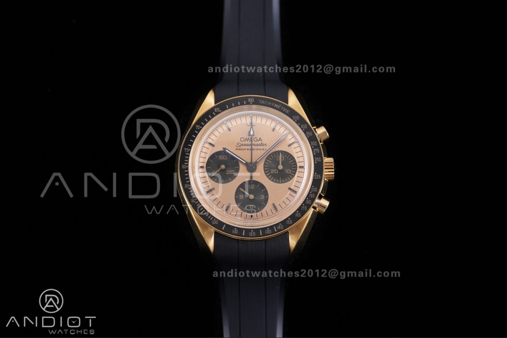 Speedmaster YG N1F Best Edition YG Dial on Black Rubber Strap A3861