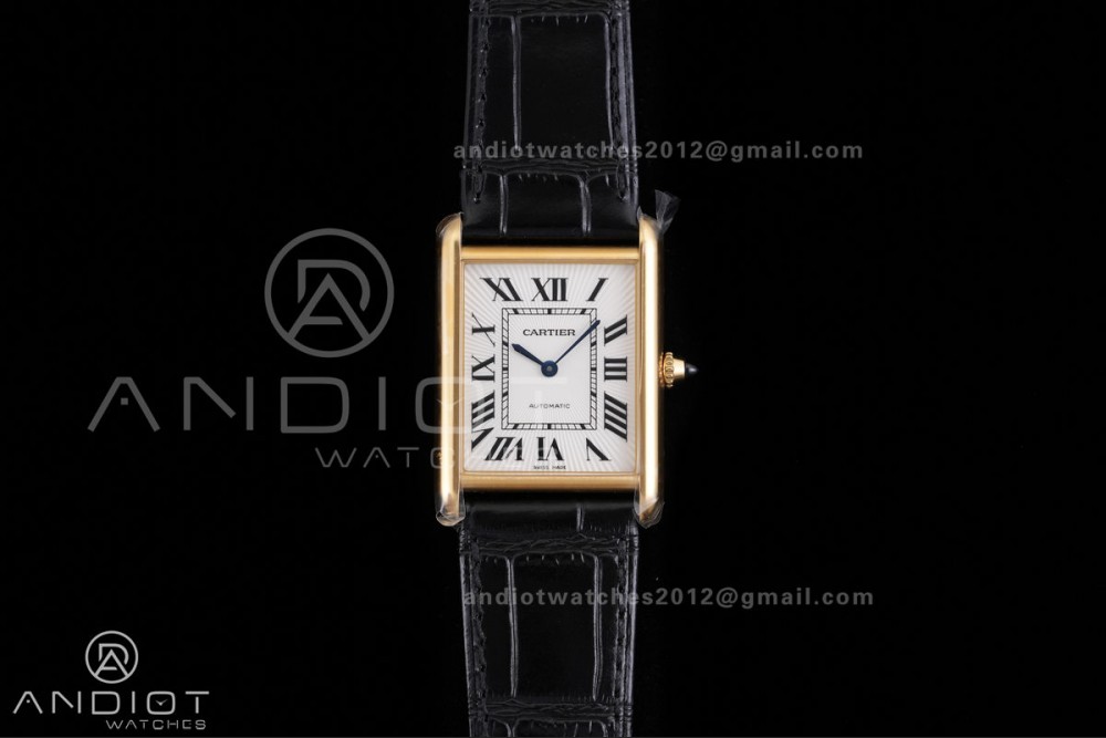 Tank Louis XL 38x27mm YG F1F 1:1 Best Edition White Dial on Black Strap A1899Mc