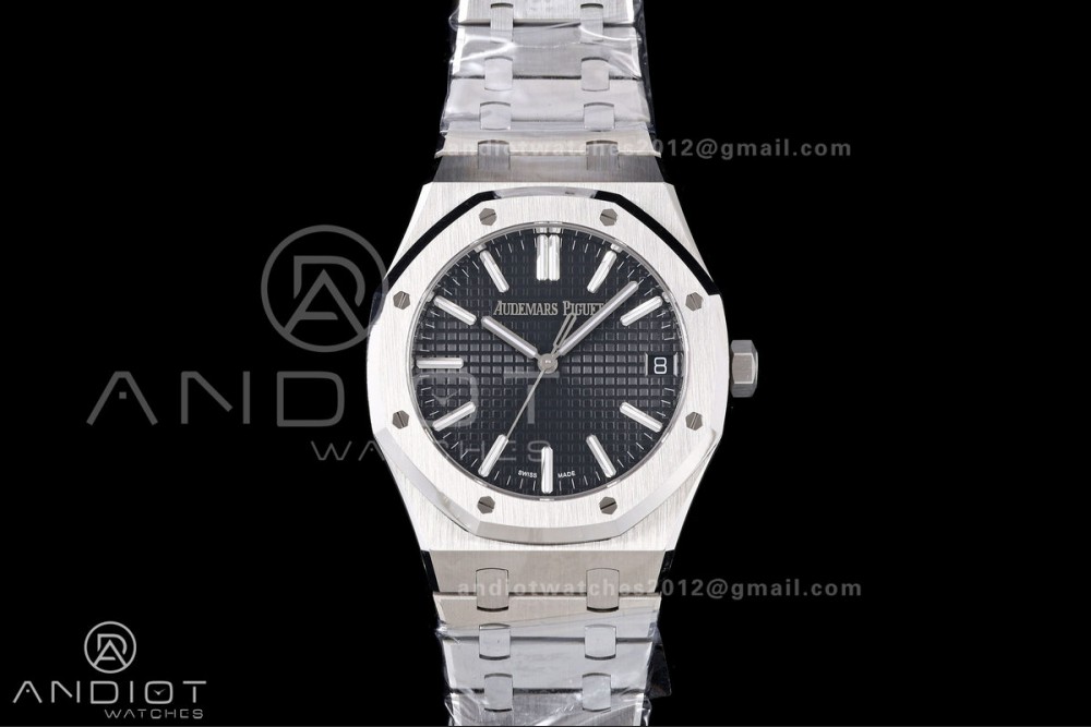 Royal Oak 41mm 15500 SS VSF 1:1 Best Edition Black Textured Dial on SS Bracelet DD4302 Super Clone — photo 3