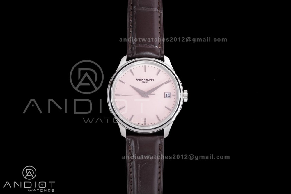 Calatrava 5227 SS 3KF 1:1 Best Edition White Dial on Brown Leather Strap A324 Super Clone V2