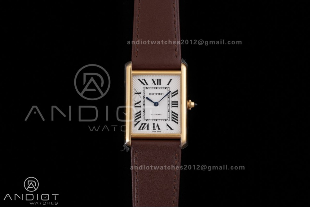 Tank Louis XL 38x27mm YG F1F 1:1 Best Edition White Dial on Brown Strap A1899Mc