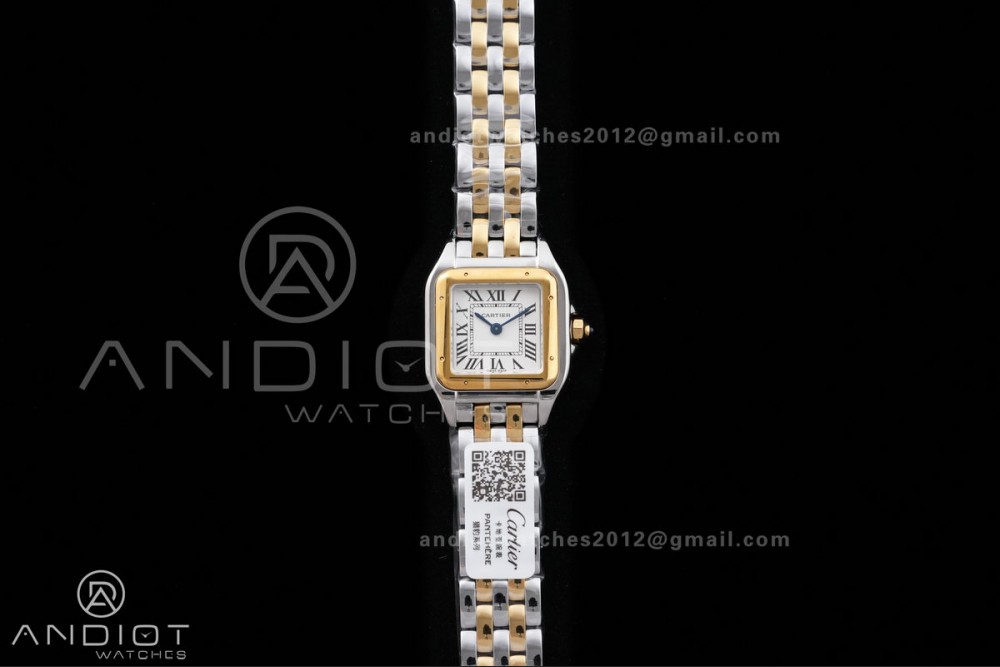 Panthère Ladies 22mm SS/YG AF 1:1 Best Edition White Dial on SS/YG Bracelet Ronda Quartz