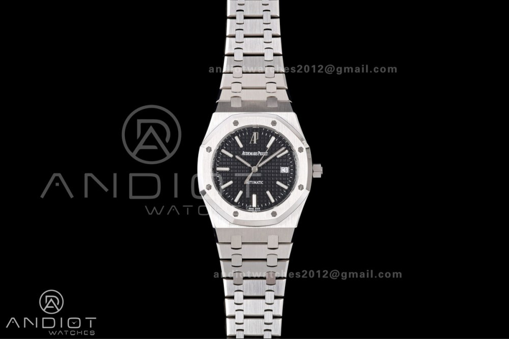 Royal Oak 39mm 15300 SS ZF 1:1 Best Edition Black Textured Dial on SS Bracelet SA3120 Super Clone
