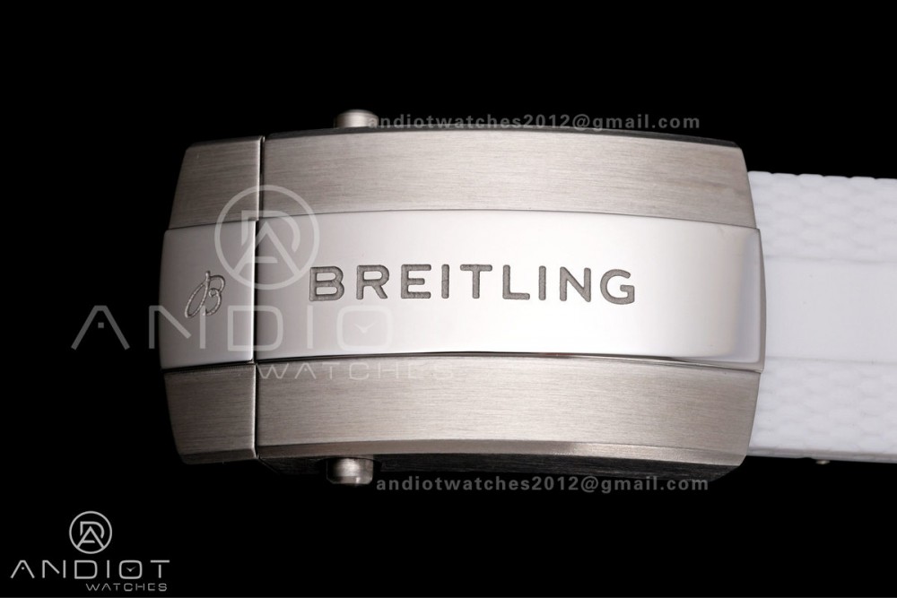 SuperOcean Automatic 42 SS BLF 1:1 Best Edition White Rainbow Dial on White Rubber Strap A2824 — photo 18