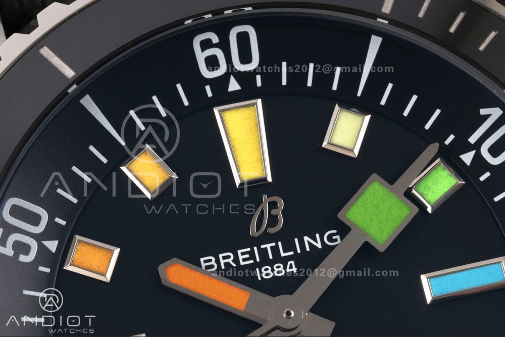 SuperOcean Automatic 42 SS BLF 1:1 Best Edition Black Rainbow Dial on Black Rubber Strap A2824 — photo 4