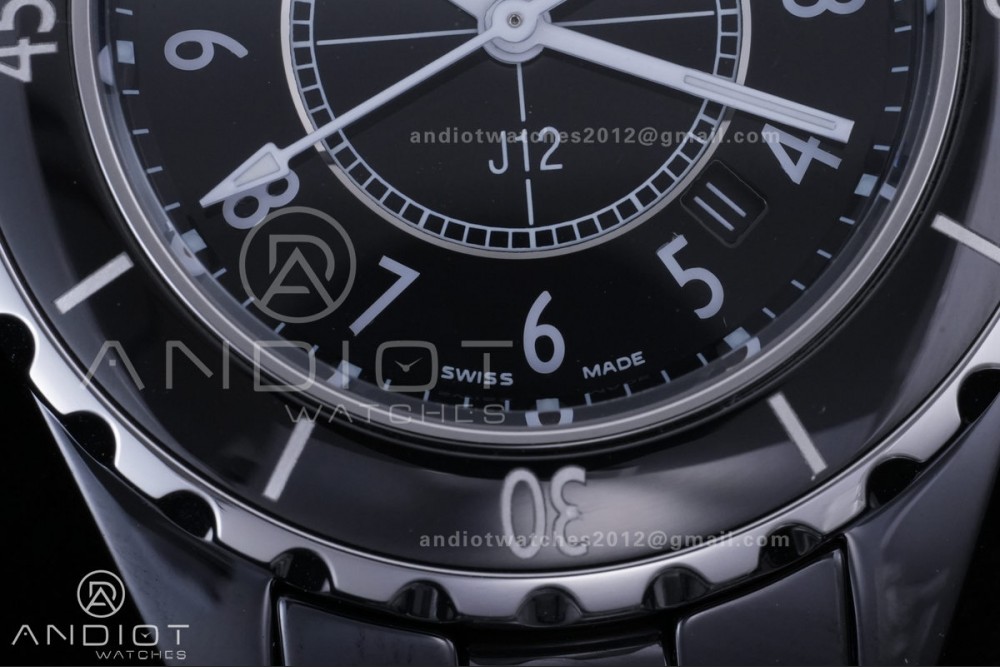 J12 33mm HTF 1:1 Best Edition Black Korea Ceramic Black Dial White Markers on Bracelet Swiss Quartz — photo 4