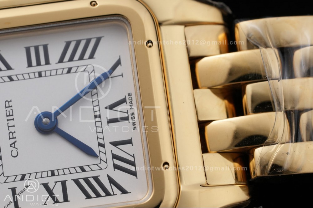 Panthère Ladies 27mm YG AF 1:1 Best Edition White Dial on YG Bracelet Ronda Quartz — photo 6