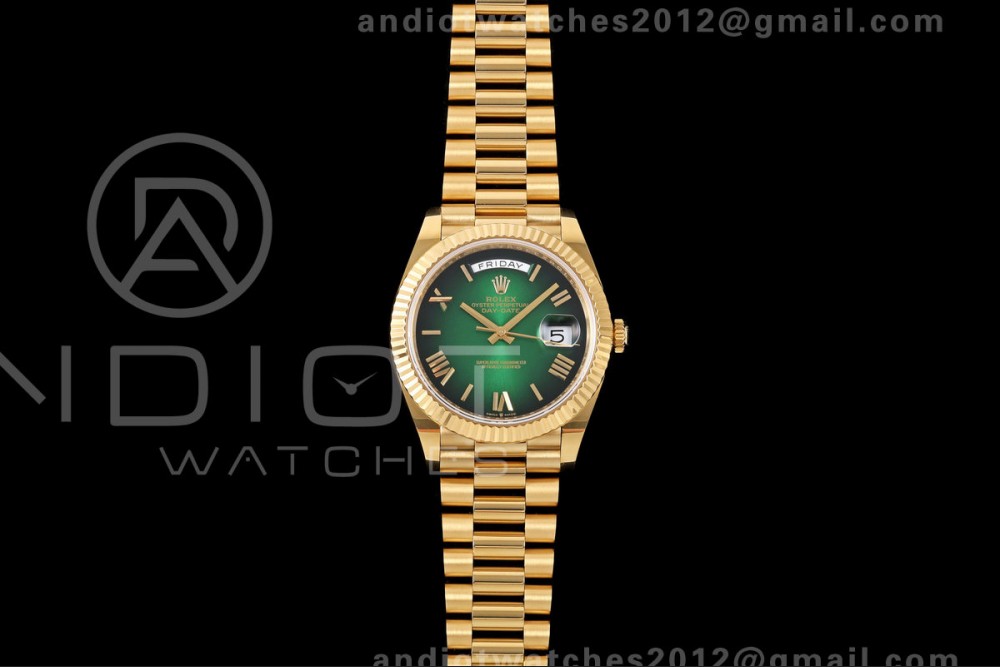DayDate 40 228238 QF 1:1 Best Edition Green Ombre Roman Dial on President Bracelet JH3255 Free Sprung V9（weighted）208g