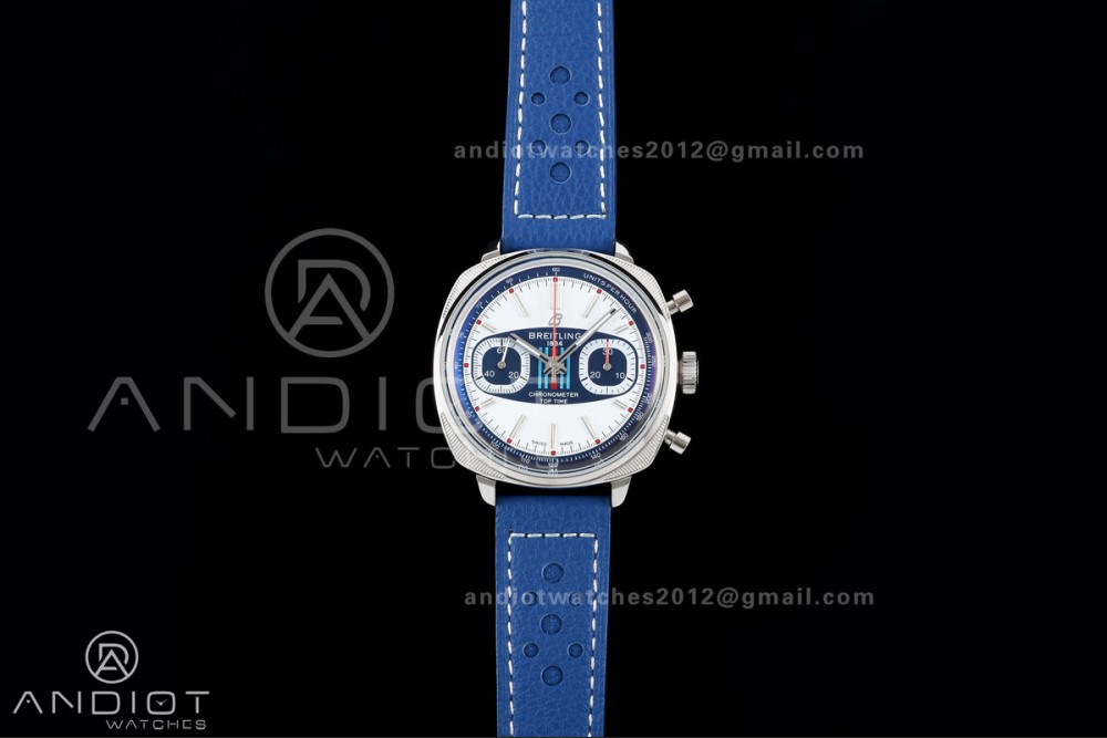 Top Time B01 Racing BLSF 1:1 Best Edition Black/Blue Gulf Dial on Blue Leather Strap A7750