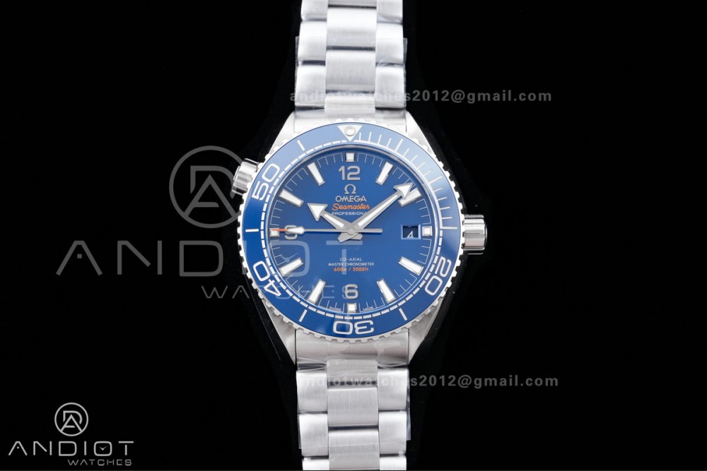 Planet Ocean 43.5mm SS VSF 1:1 Best Edition Blue Ceramic Bezel and Dial on SS Bracelet A8900 Super Clone