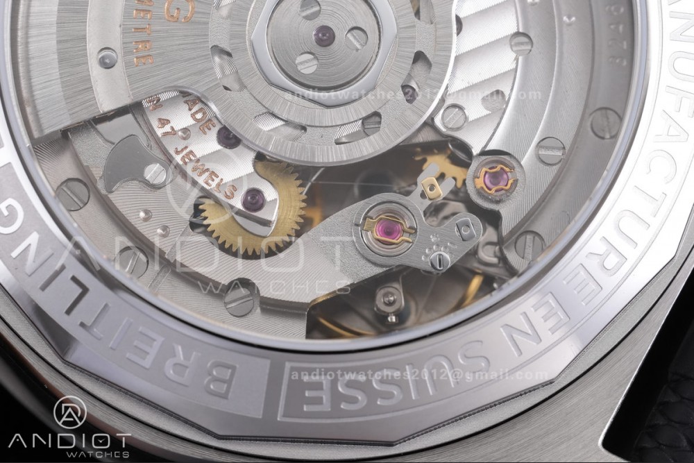 Chronomat B01 44mm SS BLSF 1:1 Best Edition Ice Blue Dial on Black Rubber Strap A7750 — photo 7