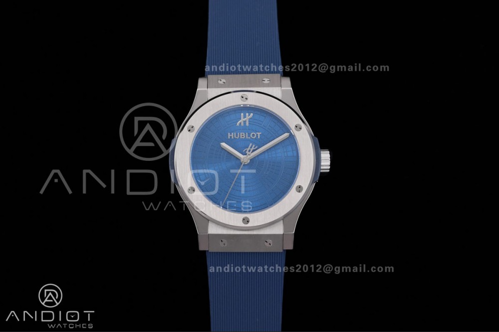 Classic Fusion 42mm Titanium JJZF 1:1 V2 Best Edition Blue Textured Dial On Blue Rubber Strap Asian SW300