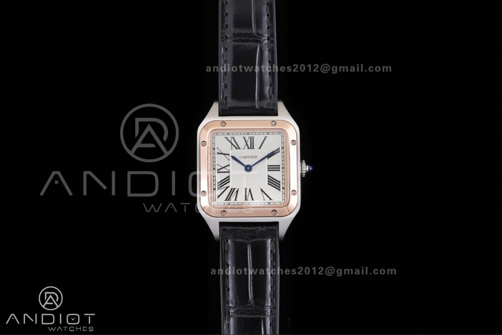Santos Dumont 38mm SS/RG F1F Best Edition Silver Dial on Black Leather Strap Quartz