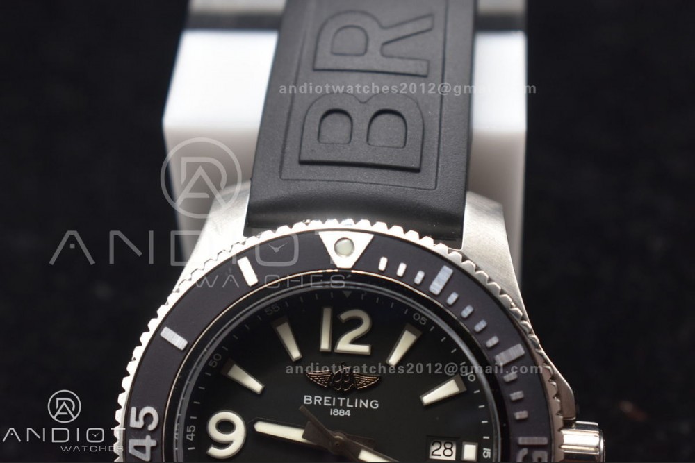 Superocean Automatic 44 TF 1:1 Best Edition Black Dial Black Bezel On Black Rubber Strap A2824 — photo 7