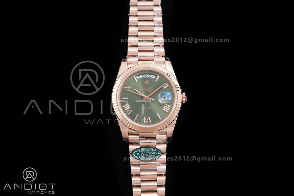 Day Date 40 RG 228235 RCF 1:1 Best Edition Green Roman Dial on President Bracelet VR3255 (211g)