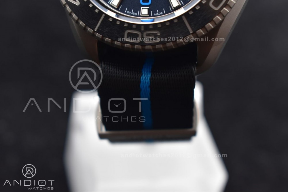 Seamaster 6000M Ultra Deep SS SBF 1:1 Best Edition Black Dial on Black Nylon Strap A8912 Super Clone — photo 17