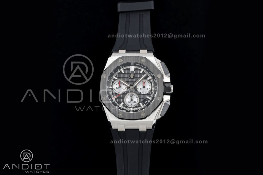 Royal Oak Offshore 43mm 26420so SS DDF 1:1 Best Edition Black/White Dial on Black Rubber Strap DD4401 Super Clone