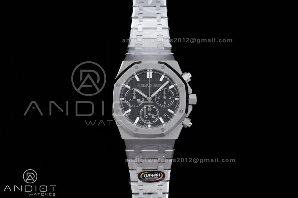 Royal Oak Chrono 26240 SS TOP 1:1 Best Edition Black Dial on SS Bracelet DD4401 Super Clone
