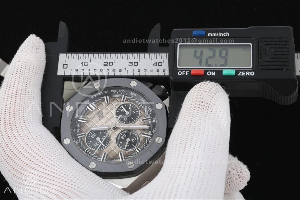 Royal Oak Offshore 43mm 26420so SS DDF 1:1 Best Edition Smoked Dial on Gray Rubber Strap DD4401 Super Clone — photo 20