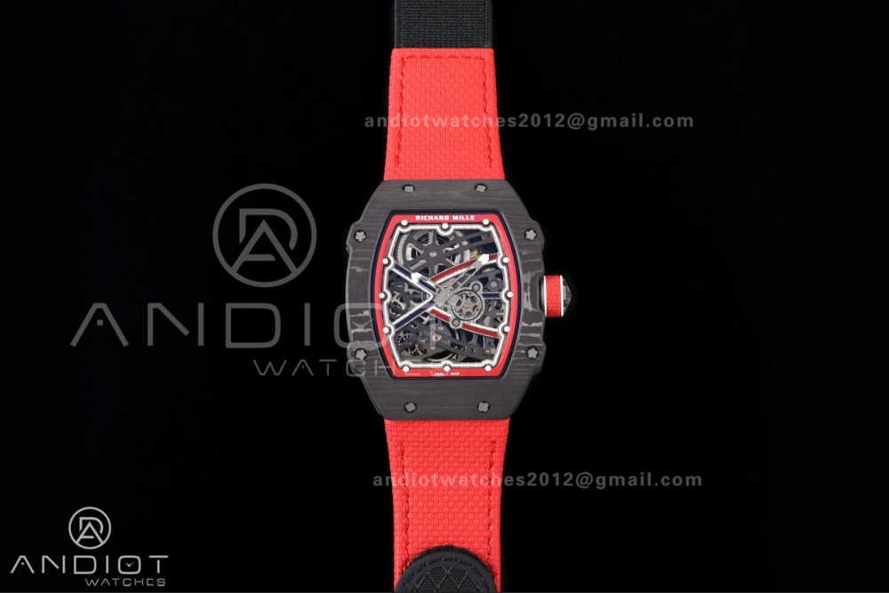 RICH Maker's 1:1 RM67-02 Black/Red NTPT Norway Red/White/Blue Skeleton Dial CRMA7 Super Clone