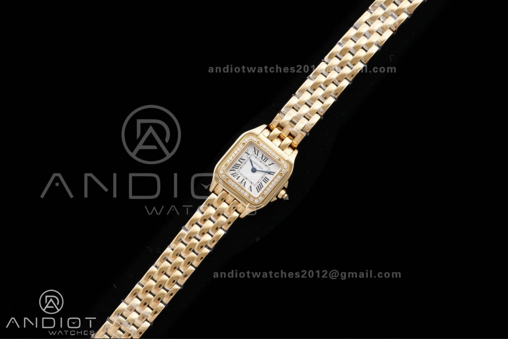 Panthère 22mm BVF 1:1 Best Edition YG White Dial Diamonds Bezel on YG Bracelet Ronda Quartz — photo 2