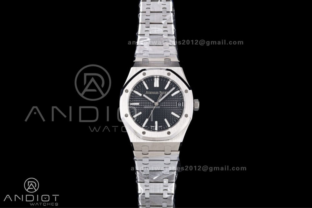 Royal Oak 41mm 15500 SS VSF 1:1 Best Edition Black Textured Dial on SS Bracelet DD4302 Super Clone