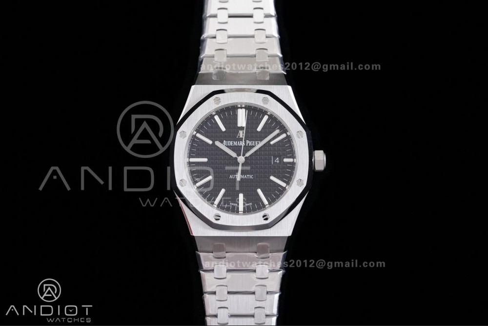 Royal Oak 41mm 15400 SS ZF 1:1 Best Edition Black Textured Dial on SS Bracelet V2 SA3120 Super Clone