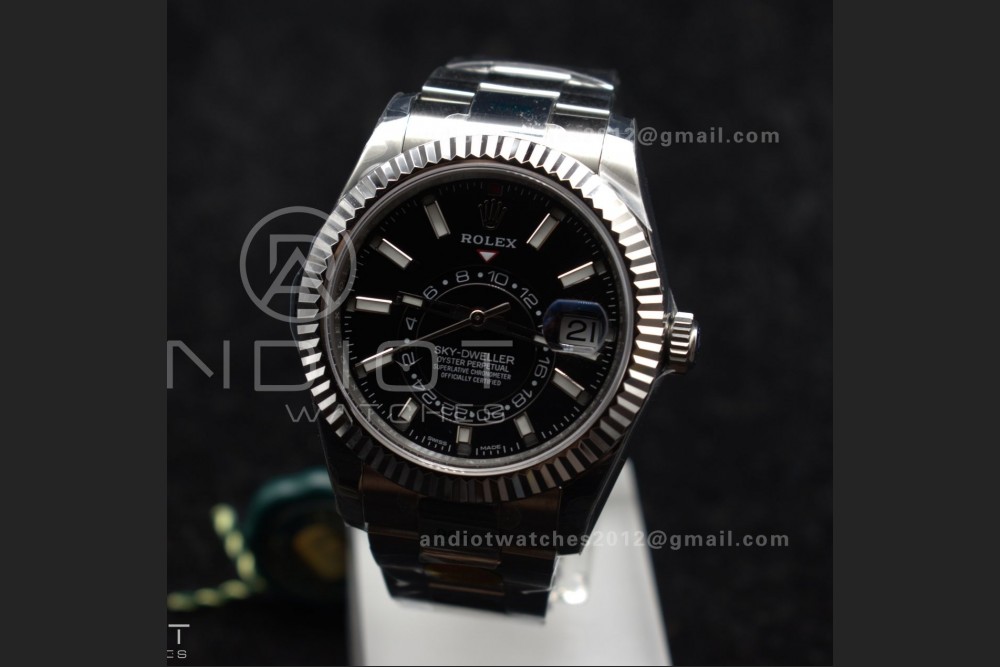 Sky-Dweller 326934 904L SS ZF 1:1 Best Edition Black Dial on SS Bracelet A2824