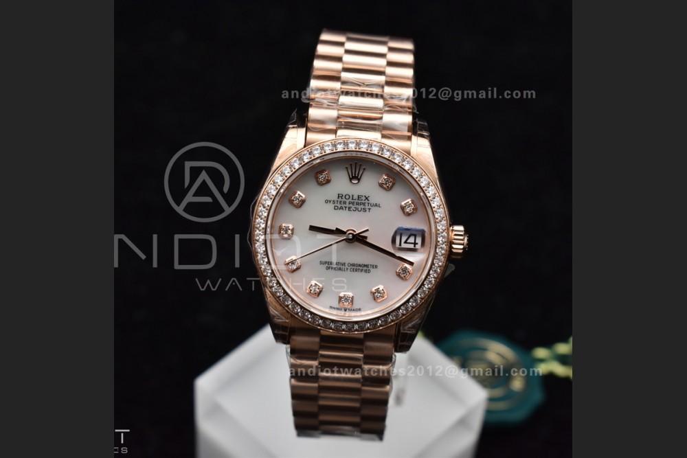 DateJust 31 Ladies 278275 GSF 316L Steel MOP Diamond Dial On Full RG Case and President Sytle Bracelet